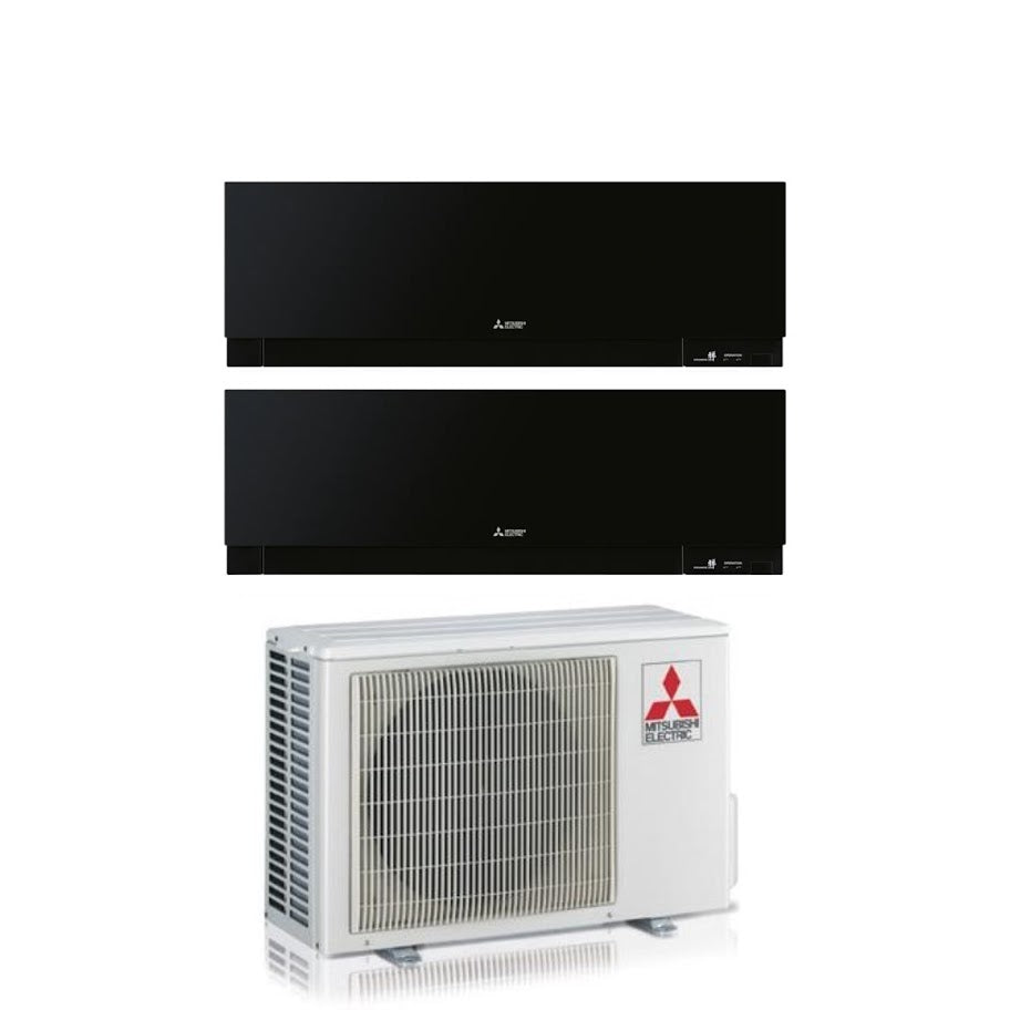 Mitsubishi Electric Dual Split Inverter Air Conditioner KIRIGAMINE ZEN BLACK Series MSZ-EF 12+12 With MXZ-2F53VF R-32 Integrated Wi-Fi Black Color 12000+12000