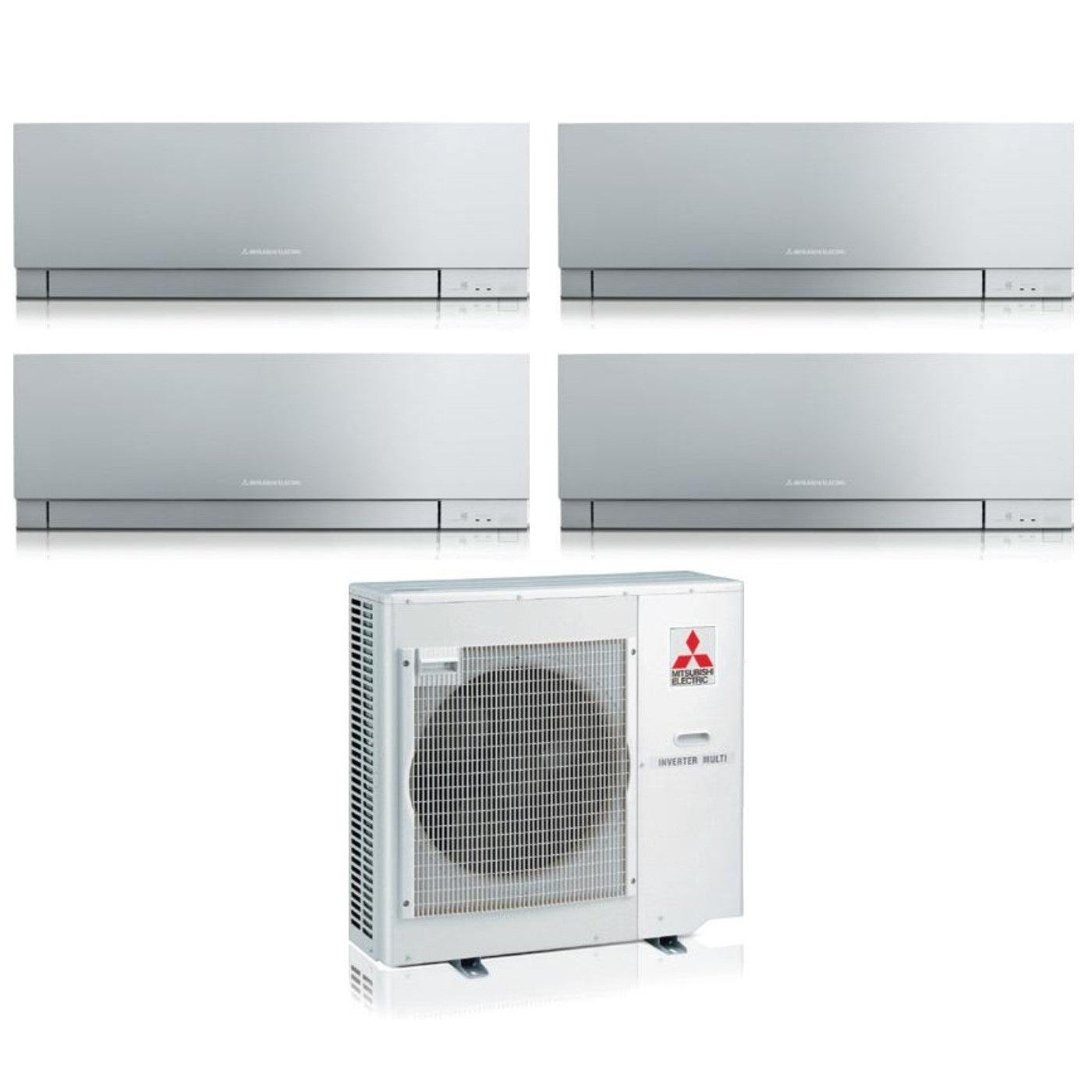 Air conditioner quad-split Mitsubishi Electric Inverter series KIRIGAMINE ZEN SILVER MSZ-EF 7+9+12+12 with MXZ-4F72VF R-32 built-in Wi-Fi Colore Argento 7000+9000+12000+12000