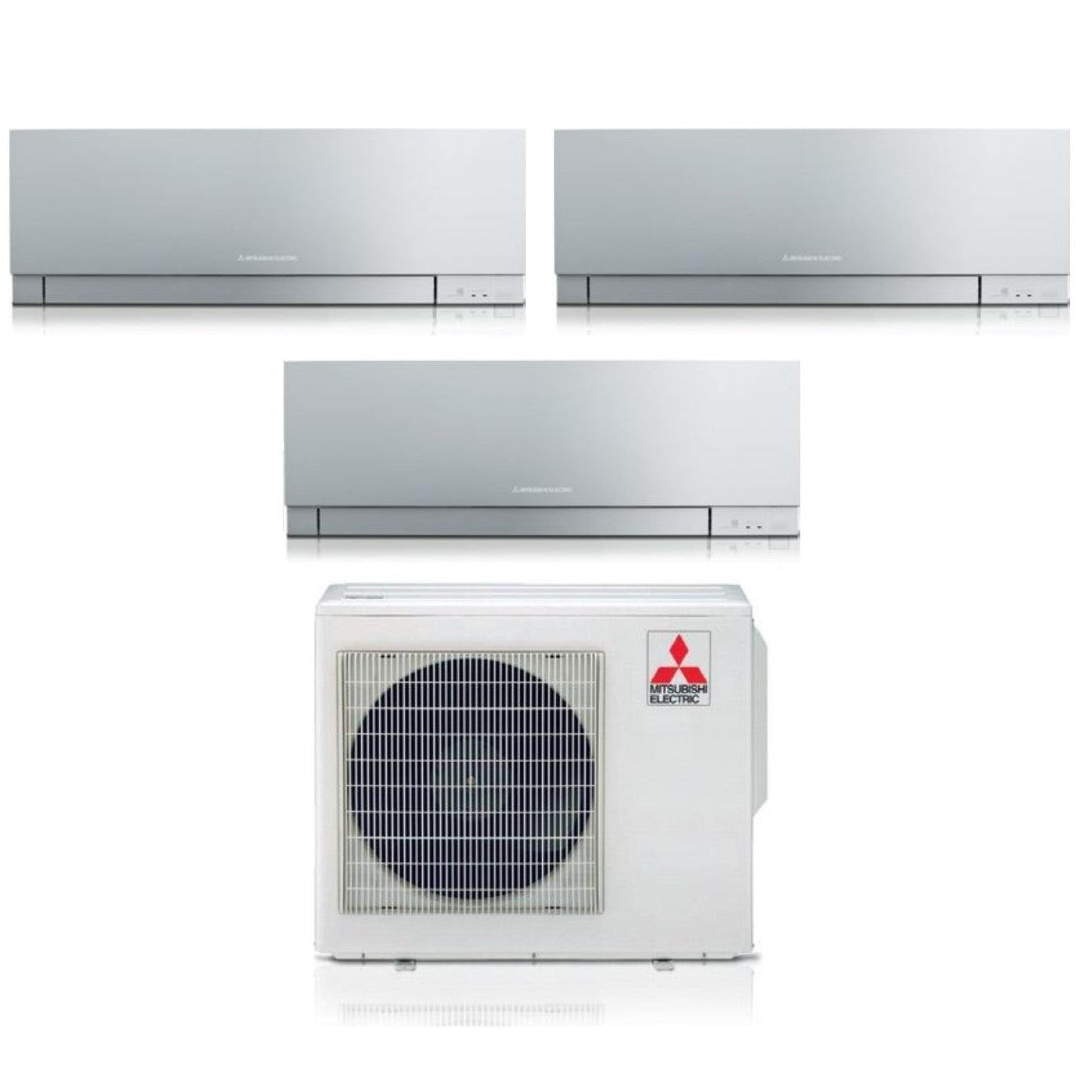 Mitsubishi Electric Trial Split Inverter Air Conditioner KIRIGAMINE ZEN SILVER series MSZ-EF 9+9+15 with MXZ-3F68VF R-32 Integrated Wi-Fi Silver Color 9000+9000+15000