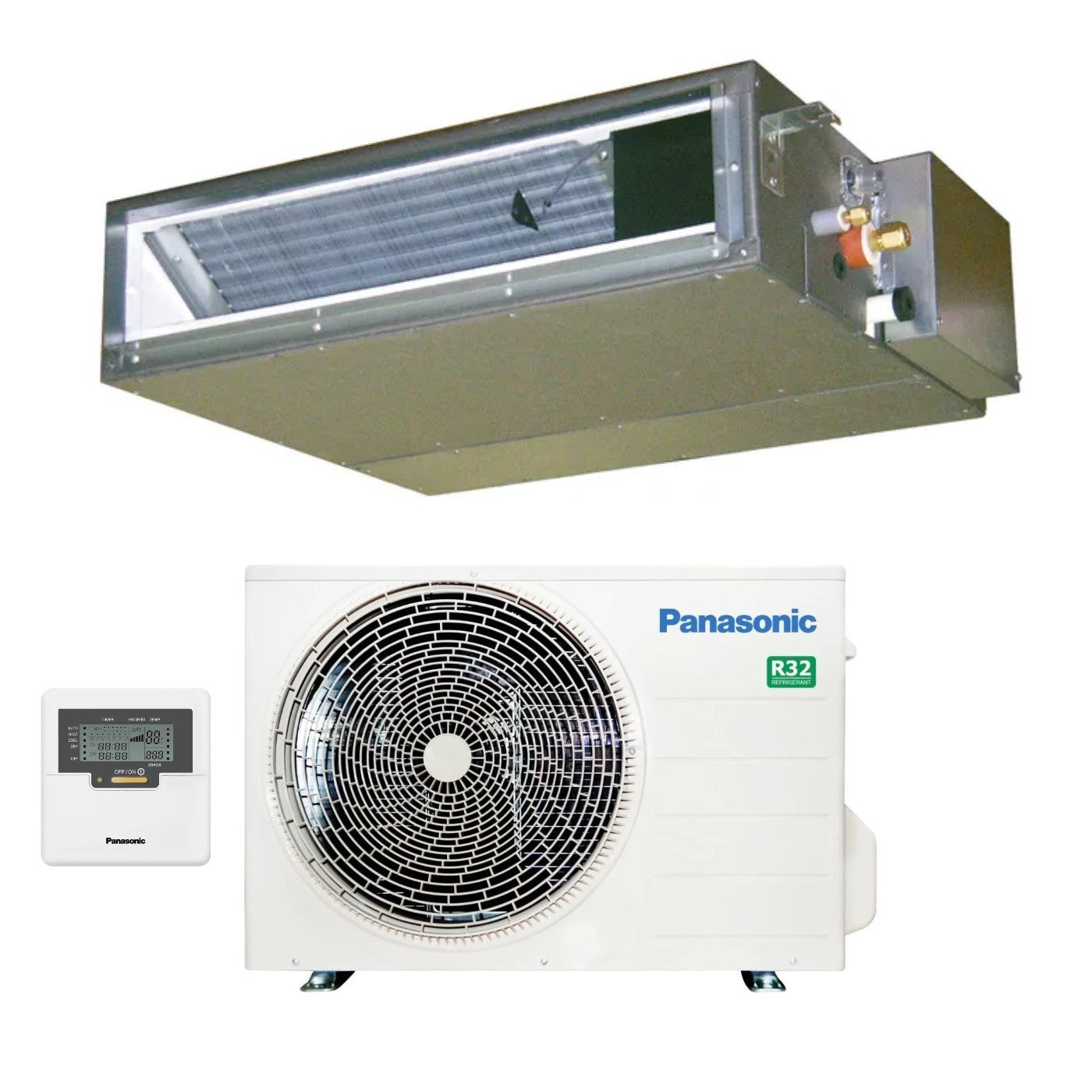 Panasonic Ducted Air Conditioner Ducted Low Pressure Inverter 21000 Btu CS-Z60UD3EAW + CU-Z60UBEA R-32 Optional Wi-Fi Class A+ with Wired Control Included