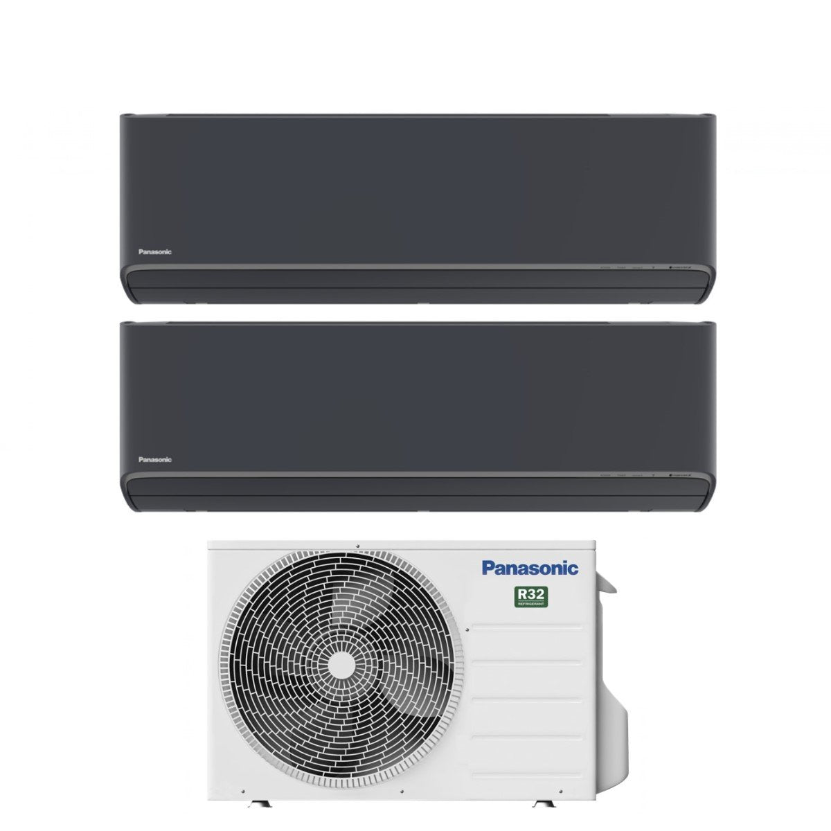 Panasonic Dual Split Inverter Air Conditioner Etherea Dark Series 7+9 with CU-2Z35TBE R-32 Integrated Wi-Fi Color Graphite Gray 7000+9000