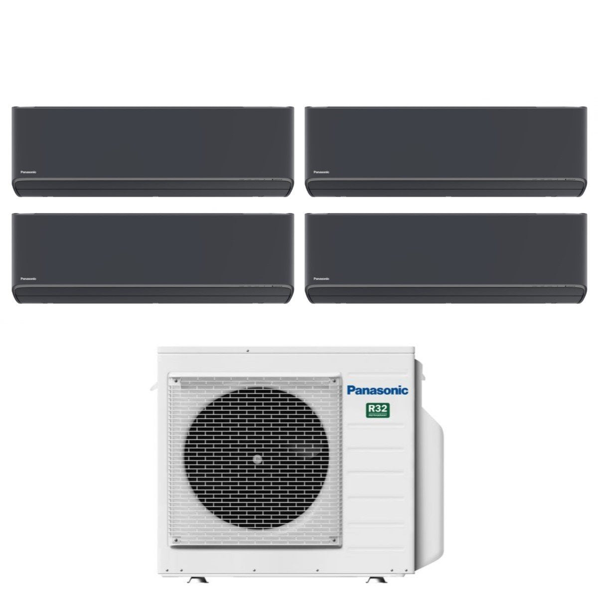 Panasonic Quadri Split Inverter Air Conditioner Etherea Dark Series 7+7+7+9 with CU-4Z68TBE R-32 Integrated Wi-Fi Color Graphite Gray 7000+7000+7000+9000
