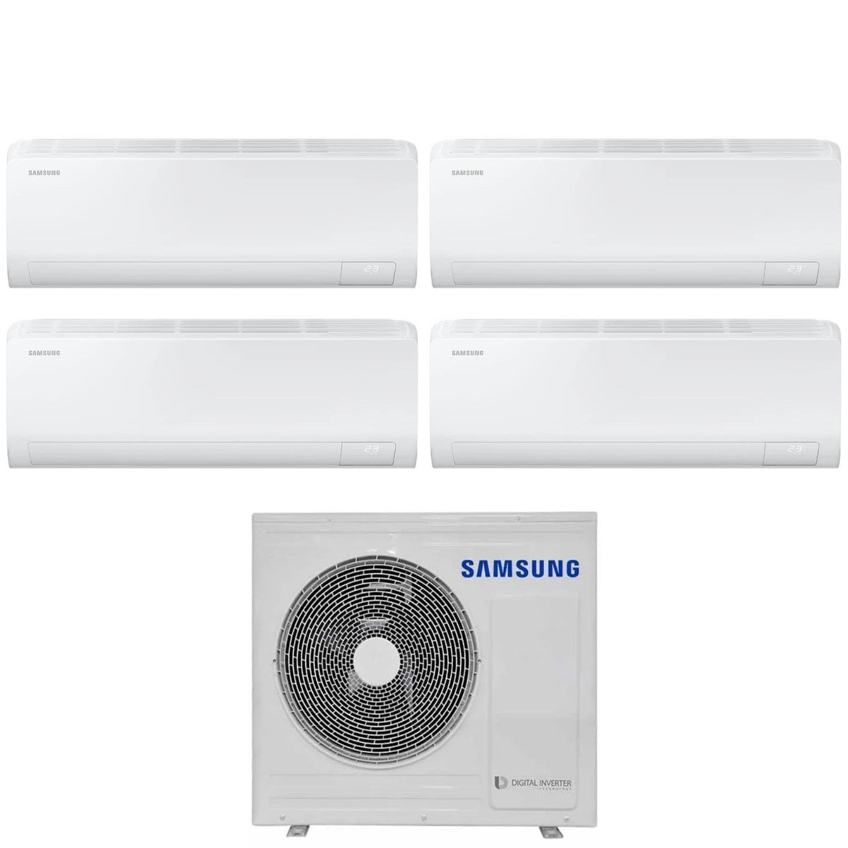 Air conditioner quad-split Samsung Inverter series CEBU S2 7+7+7+9 with AJ080TXJ4KG R-32 built-in Wi-Fi 7000+7000+7000+9000