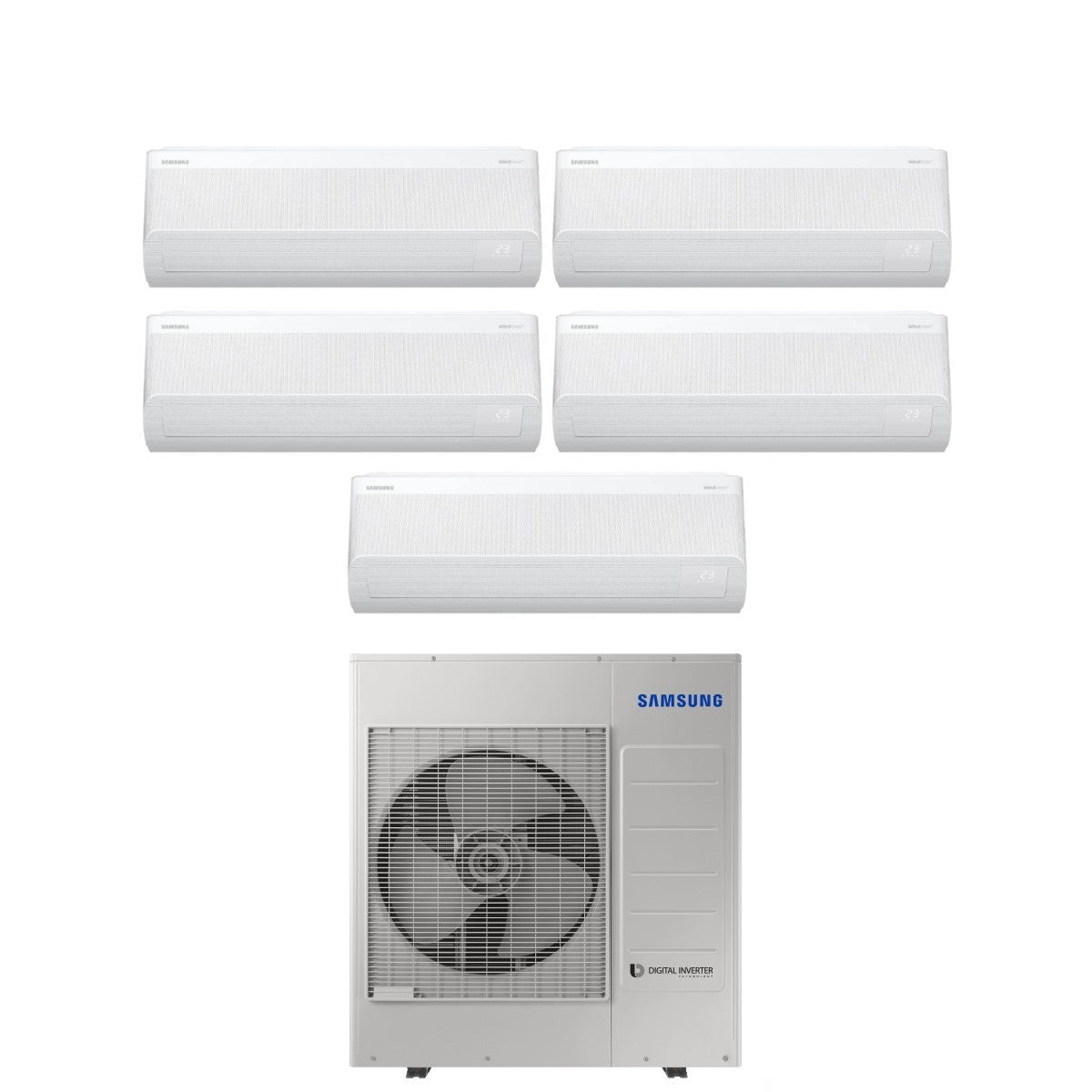 Air conditioner penta-split Samsung Inverter series WINDFREE AVANT S2 7+12+12+12+12 with AJ100TXJ5KG R-32 built-in Wi-Fi 7000+12000+12000+12000+12000