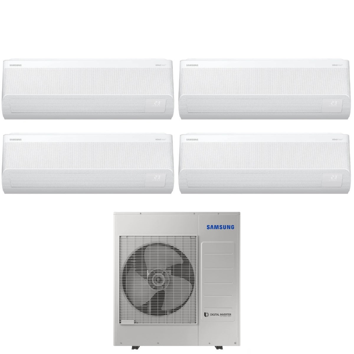 Air conditioner quad-split Samsung Inverter series WINDFREE AVANT S2 7+9+9+18 with AJ100TXJ5KG R-32 built-in Wi-Fi 7000+9000+9000+18000