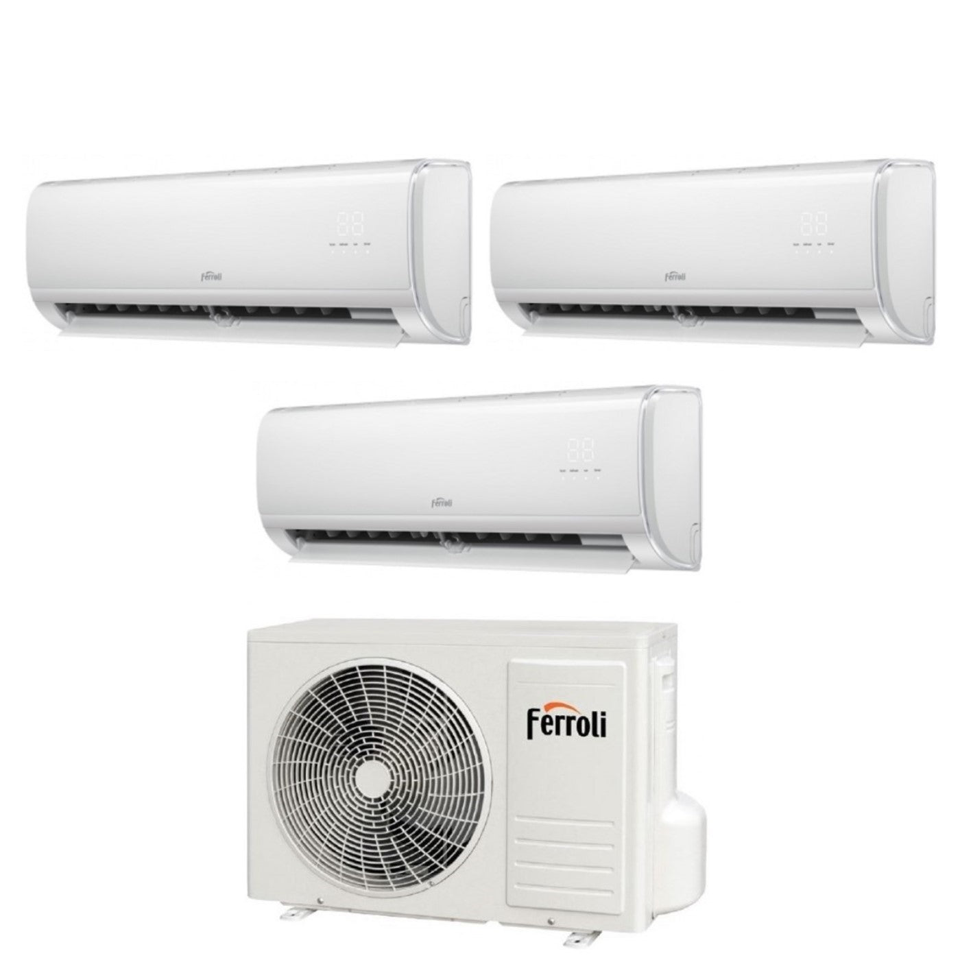 Trial Split Inverter Air Conditioning Ferroli Giada M 9000+9000+12000 btu with 27-3 Integrated Wi-Fi Alexa and Google HOME 9+9+12 - NEW