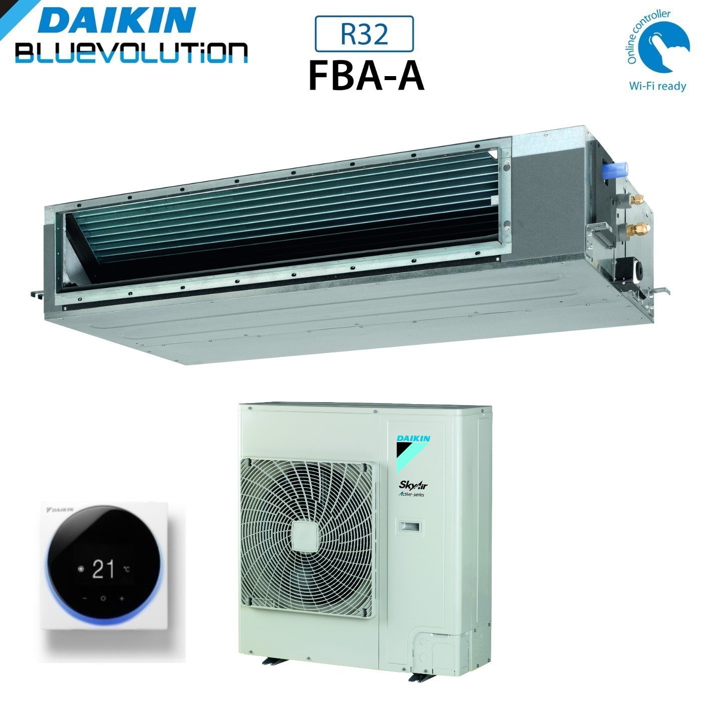 Daikin Bluevolution Air Conditioner Ducted Medium Head 36000 Btu FBA100A + AZAS100MY1 Three-phase R-32 Wi-Fi Optional