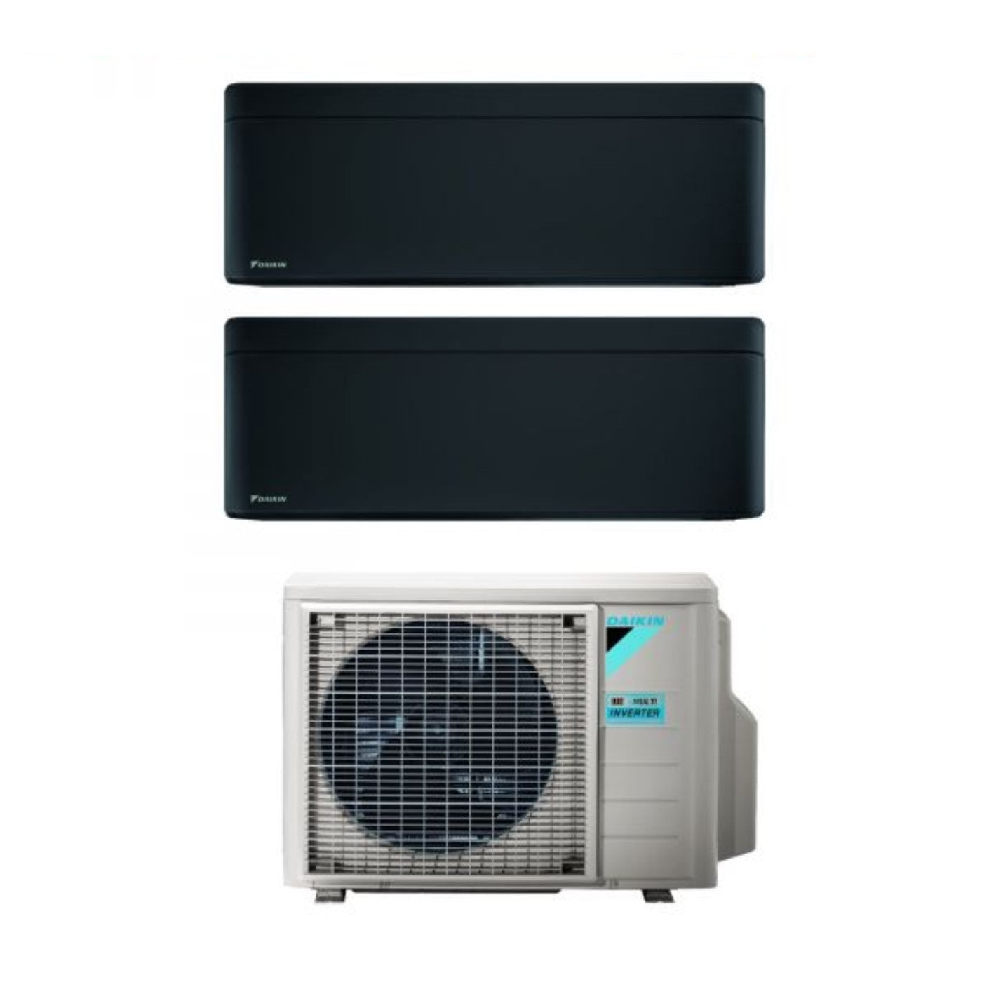 Daikin Bluevolution Dual Split Inverter Air Conditioner STYLISH TOTAL BLACK 7+12 series with 2MXM50A R-32 Integrated Wi-Fi 7000+12000 Black Color Italian Warranty