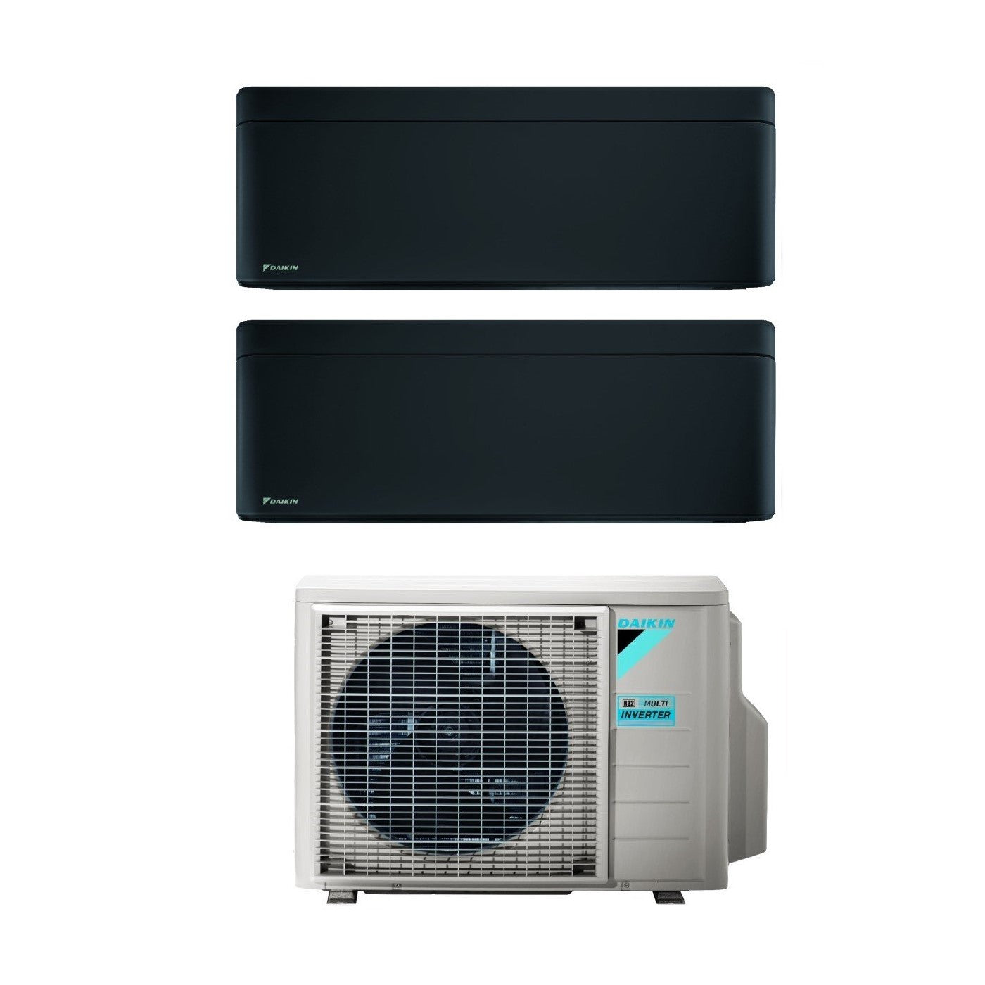 Daikin Bluevolution Dual Split Inverter Air Conditioner STYLISH TOTAL BLACK 7+9 series with 2MXM50A R-32 Integrated Wi-Fi 7000+9000 Black Color Italian Warranty