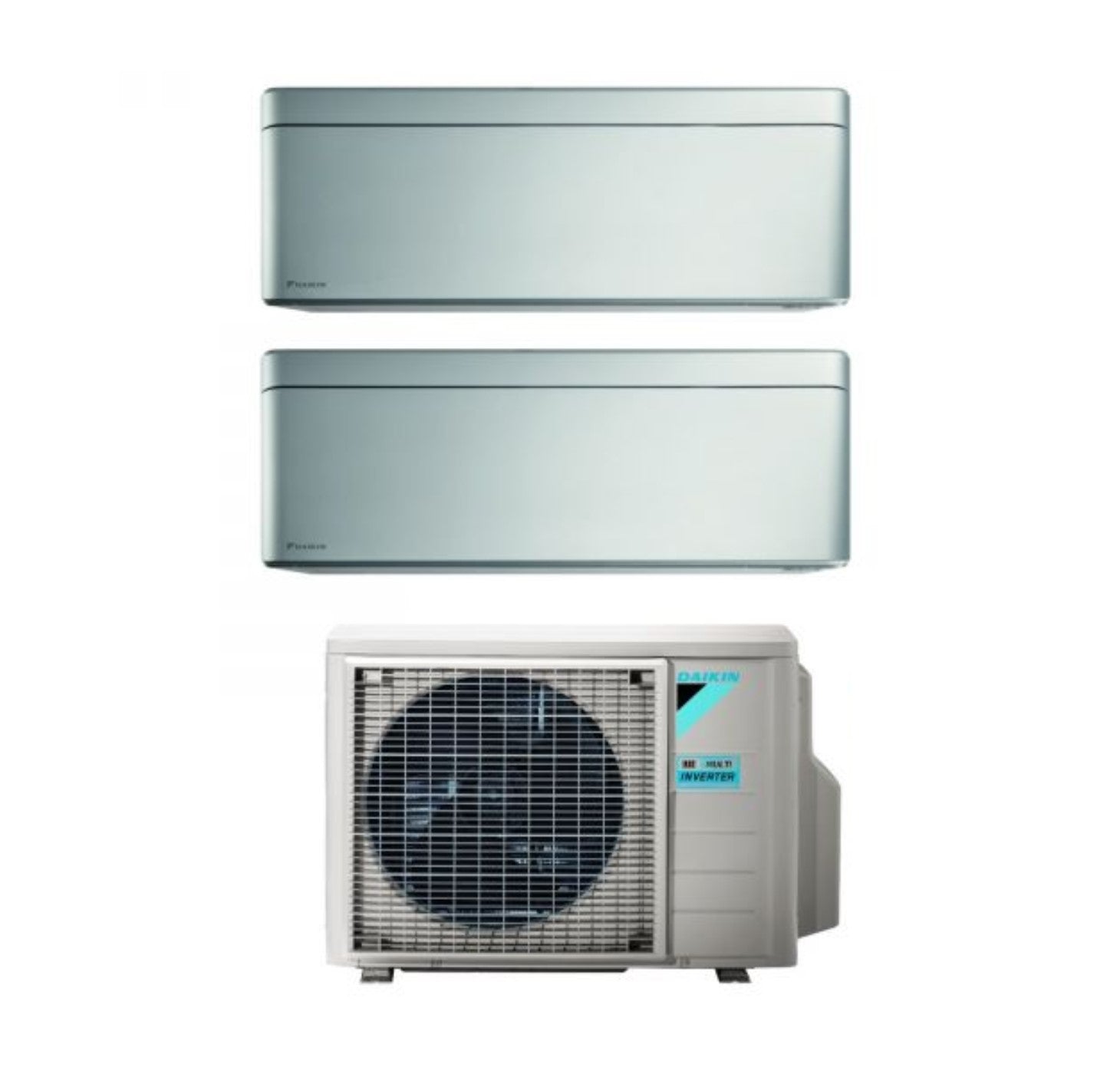 Daikin Bluevolution Dual Split Inverter Air Conditioner STYLISH TOTAL SILVER 9+15 series with 2MXM50A R-32 Integrated Wi-Fi 9000+15000 Gray Color Italian Warranty