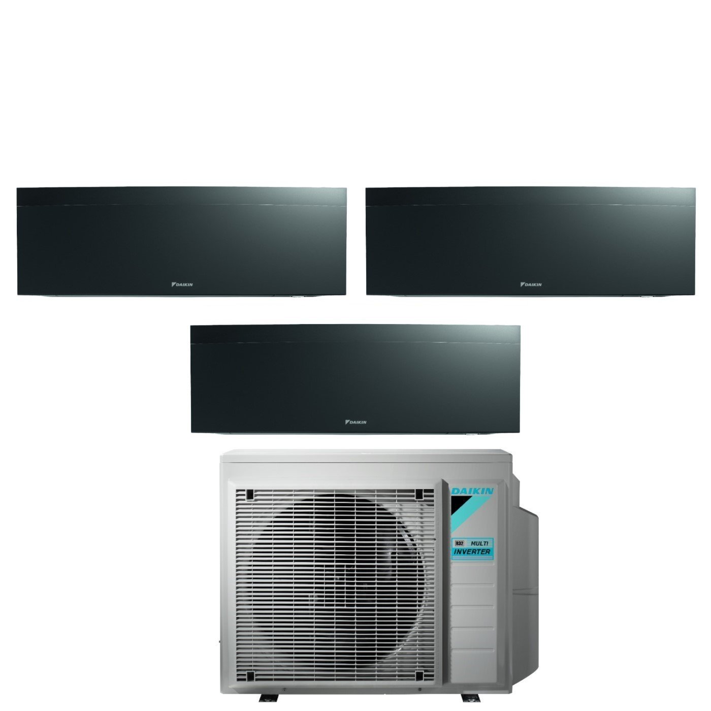 Daikin Bluevolution Trial Split Inverter Air Conditioner EMURA BLACK III 7+9+18 series with 3MXM68N R-32 Integrated Wi-Fi 7000+9000+18000 Black Color - Italian Warranty