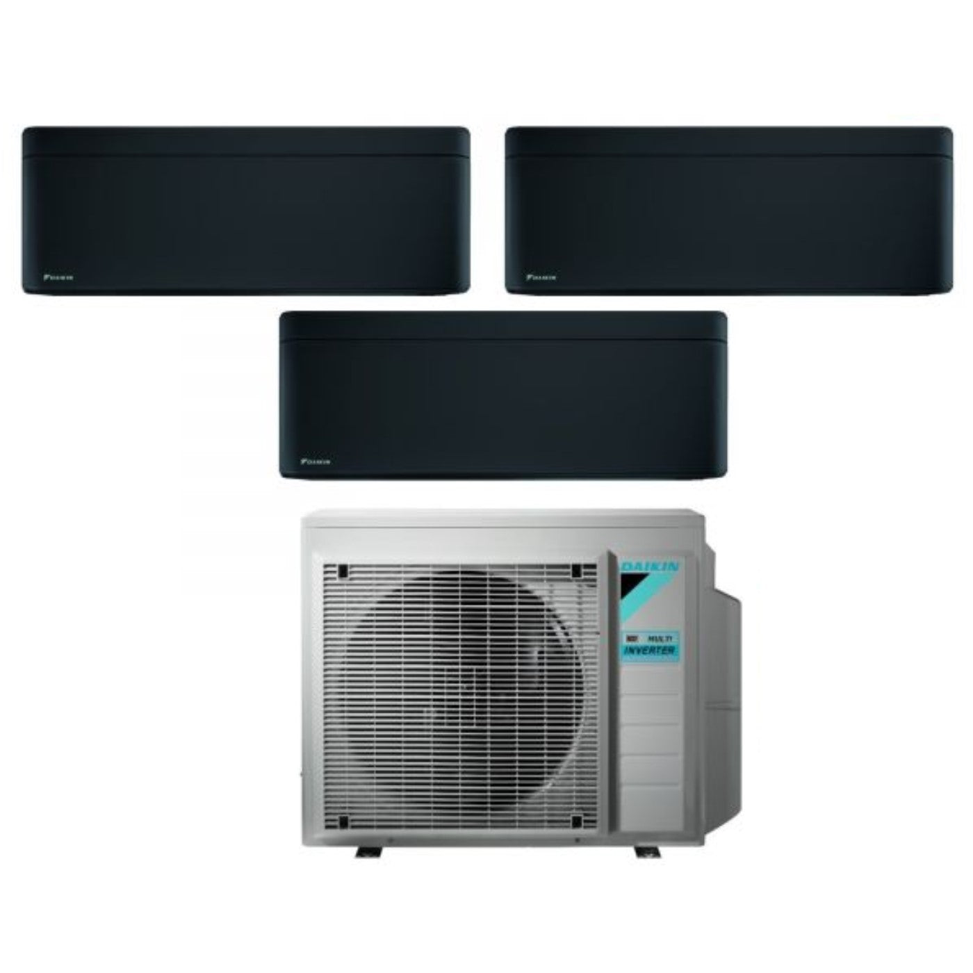 Daikin Bluevolution Trial Split Inverter Air Conditioner STYLISH TOTAL BLACK 7+9+15 series with 3MXM52N R-32 Integrated Wi-Fi 7000+9000+15000 Black Color - Italian Warranty