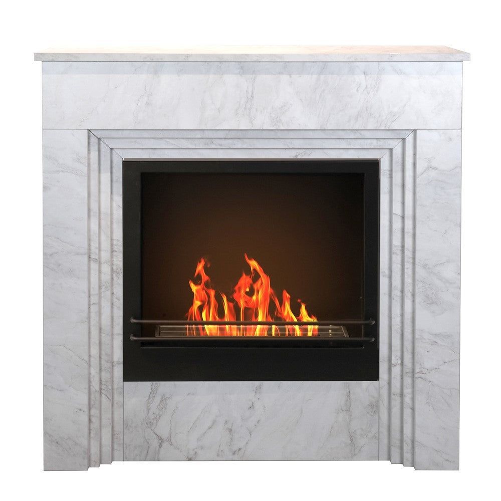 Camino a bioetanolo da terra BELLINI in legno effetto Marmo white Made in Italy L96 x P35 x H96