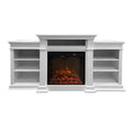 Camino elettrico caminetto da terra BIDEN in legno white L179 x P48 x H85
