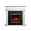 Camino elettrico caminetto da terra CAMBRIDGE in legno white L110 x P25 x H95