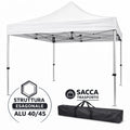 Gazebo Richiudibile Professionale Market-Pro 3x3 Struttura In Alluminio Esagonale Impermeabile Bianco