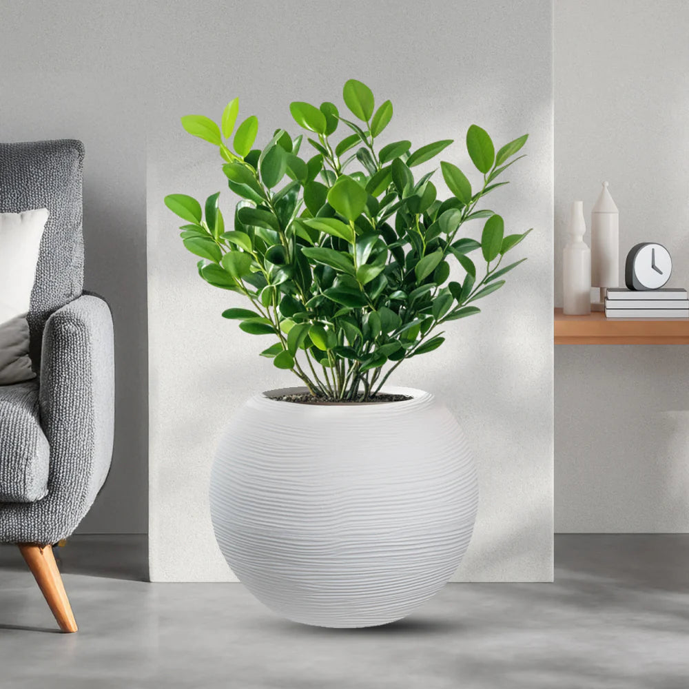 Vaso in resina da esterno interno per piante tondo a sfera di design d.40x33h Botticelli white
