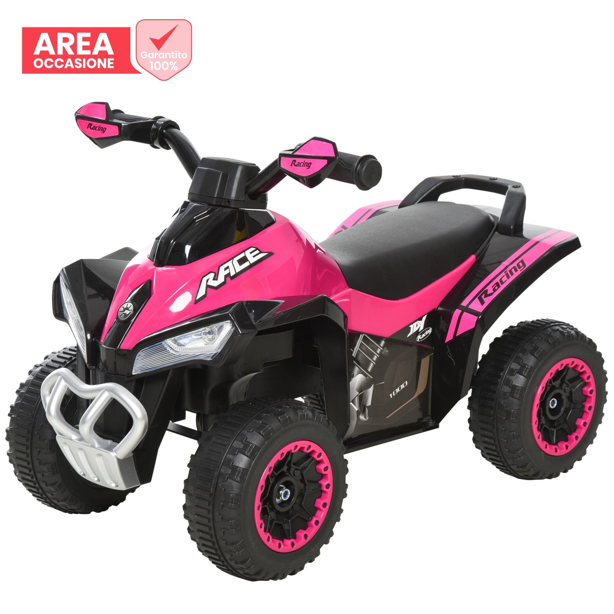 AREA OCCASIONI 2420 Easycomfort Mini Quad per Bambini 18-36 Mesi a Spinta Manuale con Musiche Integrate, in PP e Metallo, 67.5x38x44 cm, Rosa