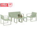 AREA OCCASIONI 2529 EasyComfort Set da Giardino 5 Pezzi a Doghe con Divanetto, 2 Poltroncine e 2 Tavolini in Polipropilene Verde