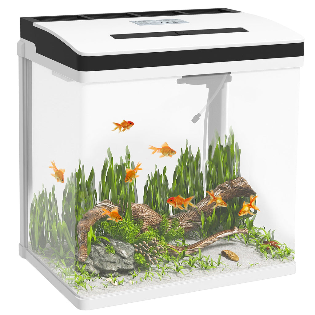 EasyComfort Acquario 28L a Illuminazione LED con Fori di Ventilazione e Pompa, in Vetro e ABS, 38x26x38cm