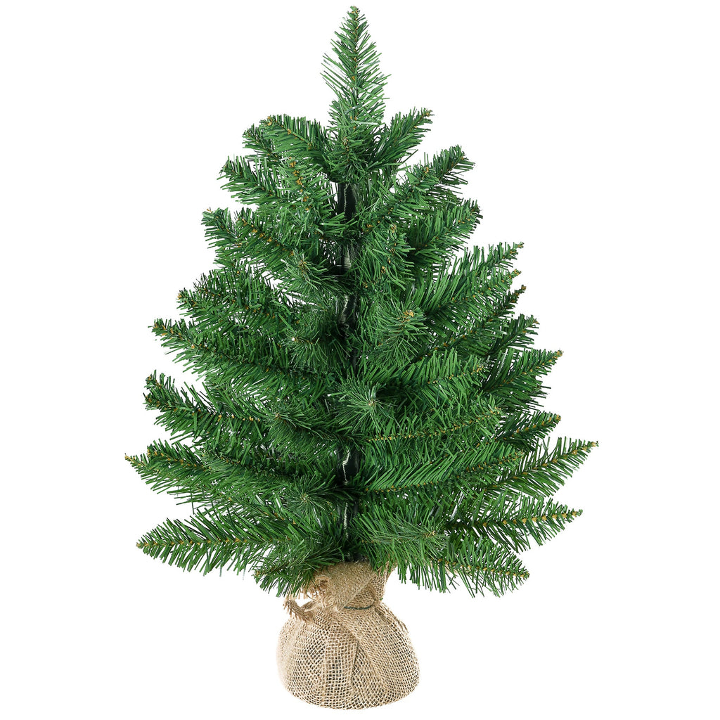 Easycomfort Albero di Natale Mini 55cm with 50 Rami Folti e Aghi Realistici in PVC, Base in Cemento e Iuta