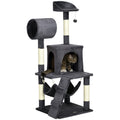 EASYCOMFORT Cat Tree with Cat Scratching Post, Cat House, Hammock, Bed, Tunnel and Ball, 48x48 x125 cm, Dark Gray