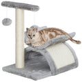 EasyComfort Albero Tiragraffi per Gatti in Peluche con Palo in Sisal, Cuccia e 2 Palline, 40x30x43cm, Grigio