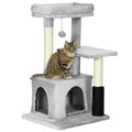 EasyComfort Albero Tiragraffi per Gatti Multilivello con Lettino e Casetta, Rivestimento in Peluche, Grigio