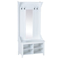 Easycomfort Appendiabiti Attaccapanni da Terra with Specchio Scarpiera 4 Ganci Legno 80x40x170cm white