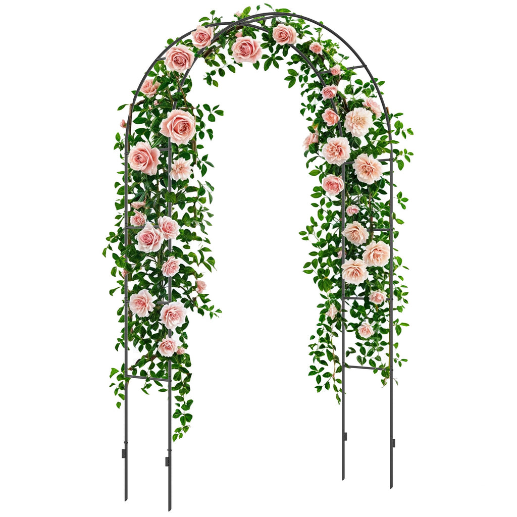 EasyComfort Arco per Rampicanti in Metallo per Giardino ed Esterni, 140x40x240cm, black