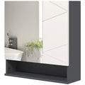 Easycomfort Armadietto with Specchiera Bagno a 2 Ante e Mensole Regolabili in Legno, 55x17x55cm, Grigio