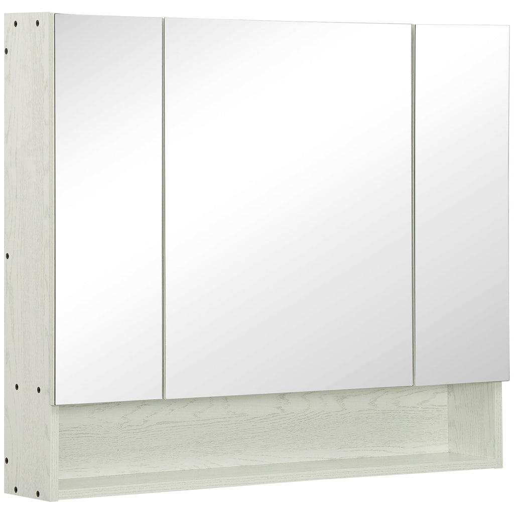 EasyComfort Armadietto Moderno da Bagno with Specchio a 4 Sezioni with Ripiani Regolabili, wall-mounted in Legno e Vetro, 90x15x75 cm, Grigio