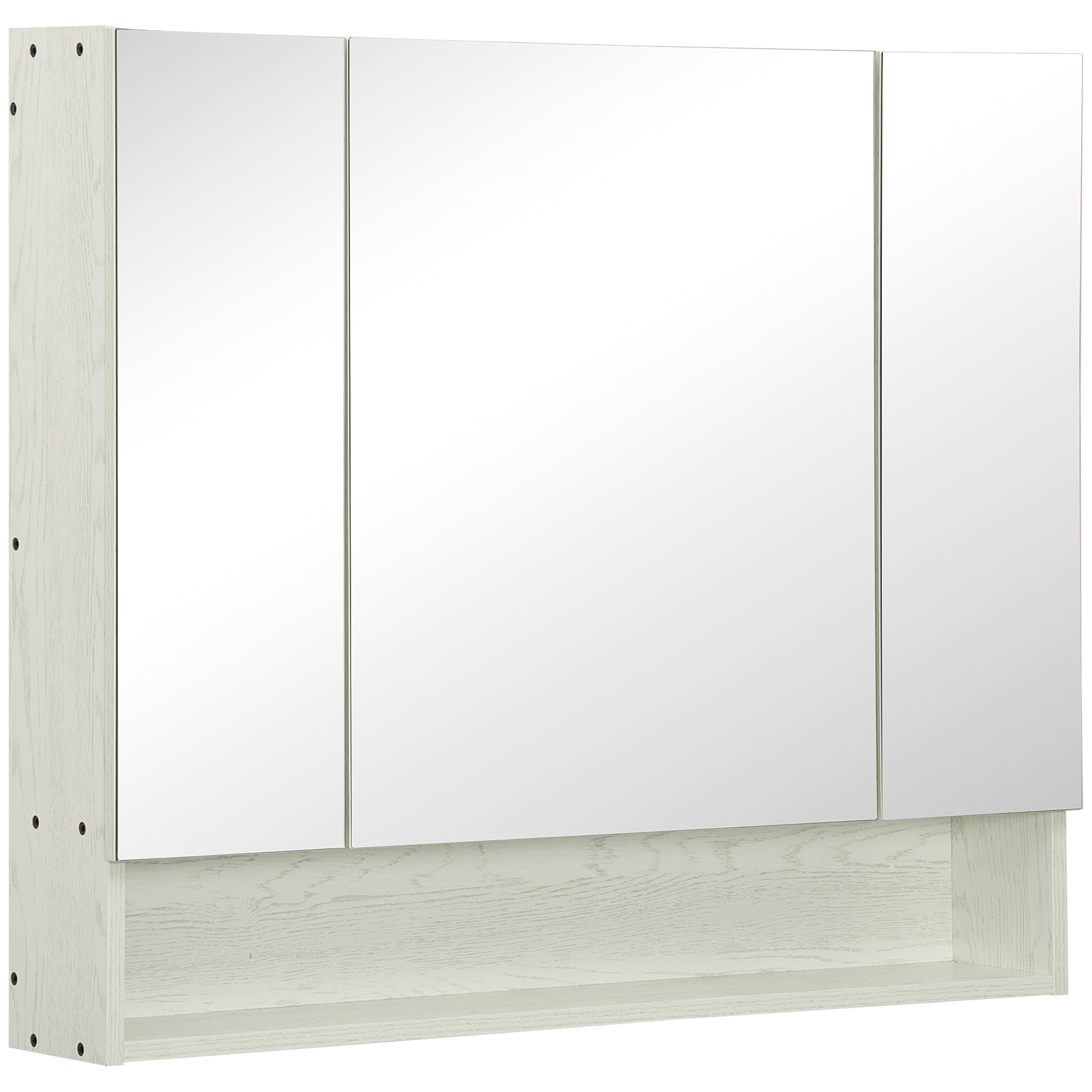 EasyComfort Armadietto Moderno da Bagno with Specchio a 4 Sezioni with Ripiani Regolabili, wall-mounted in Legno e Vetro, 90x15x75 cm, Grigio
