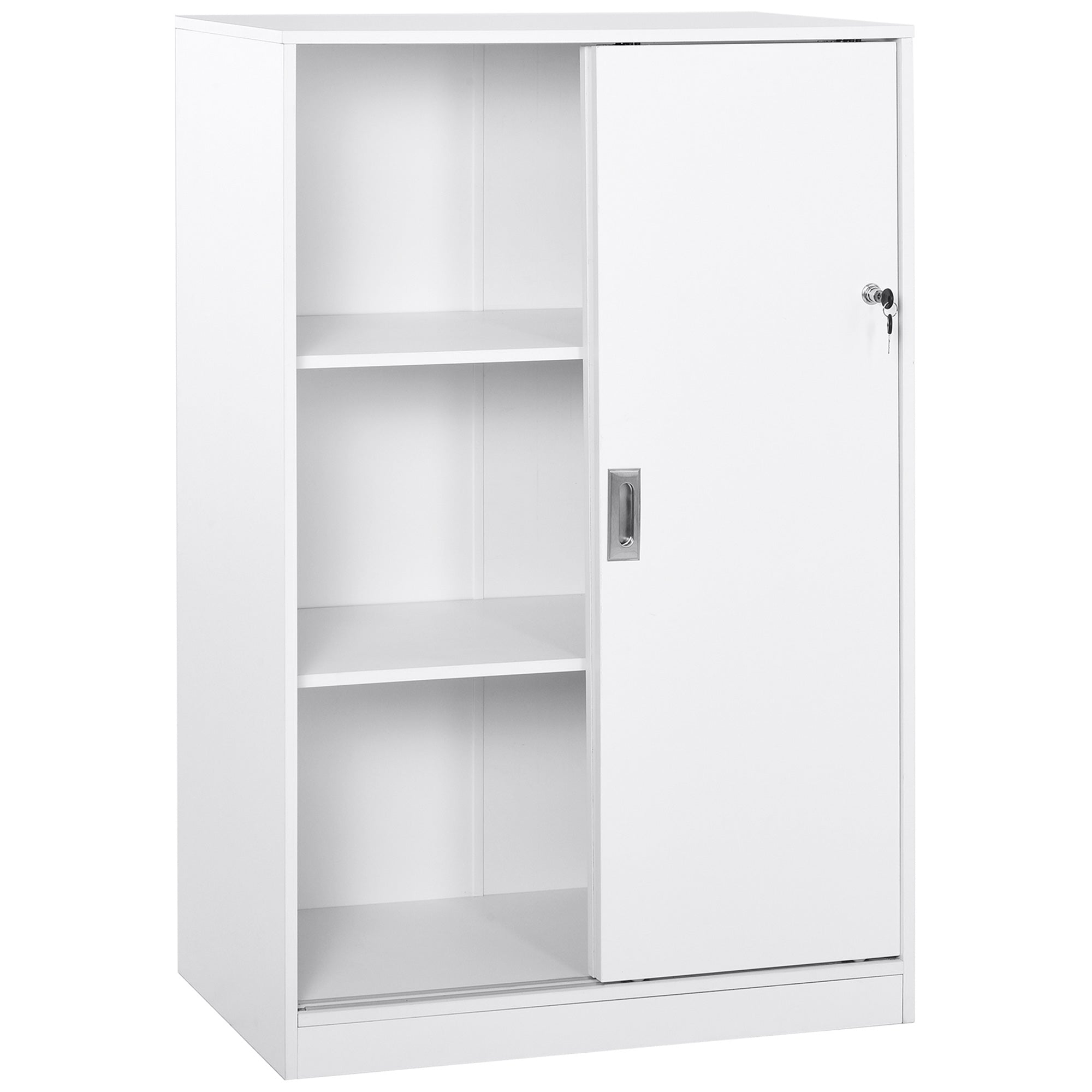 EasyComfort Armadietto da Ufficio a 3 Ripiani with 2 Chiavi di Sicurezza, in Truciolato, 80x40x120 cm, white
