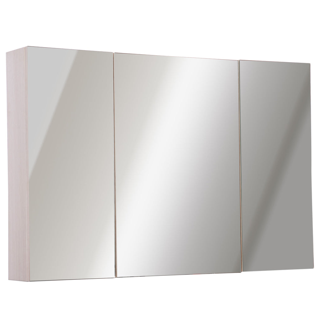 Easycomfort Armadietto Pensile da Bagno wall-mounted with Specchio a 3 Ante e Ripiani Regolabili in Legno 90x60x13.5cm