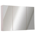 Easycomfort Armadietto Pensile da Bagno wall-mounted with Specchio a 3 Ante e Ripiani Regolabili in Legno 90x60x13.5cm