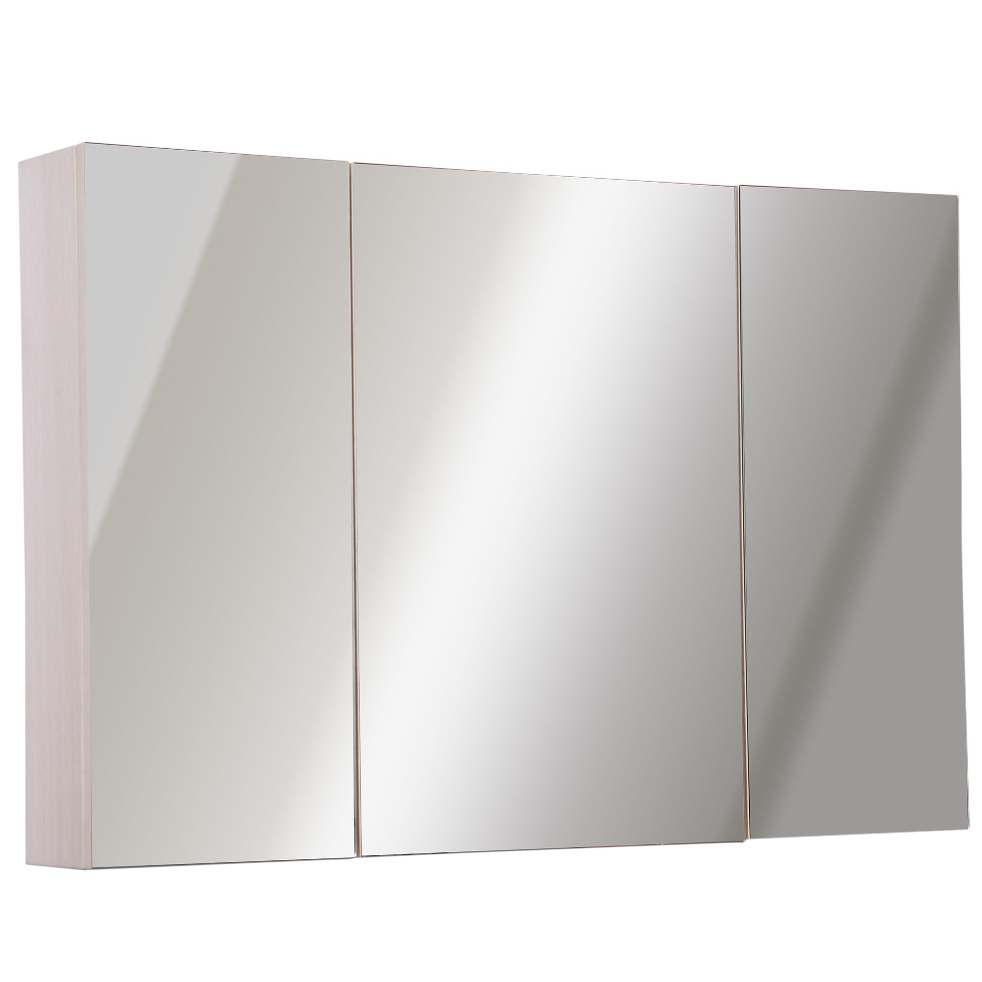 Easycomfort Armadietto Pensile da Bagno wall-mounted with Specchio a 3 Ante e Ripiani Regolabili in Legno 90x60x13.5cm