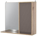 EasyComfort Mobiletto Bagno Salvaspazio da Bagno Sospeso with Specchio e Armadietto, incluso Ripiano Regolabile, Grigio e Rovere