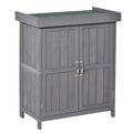 Easycomfort Armadio da Giardino a 2 Ripiani in Legno di Abete with Tetto Apribile, 74x43x88 cm, Grigio Scuro