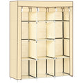 Easycomfort Armadio in Tessuto with 8 Ripiani e 2 Barre with Porta Avvolgibile, 125x46x162.5cm, Beige