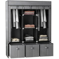 EasyComfort Armadio in Tessuto Pieghevole with Cassetti e Ante Avvolgibili with Zip, 125x43x162.5cm, Grigio Scuro