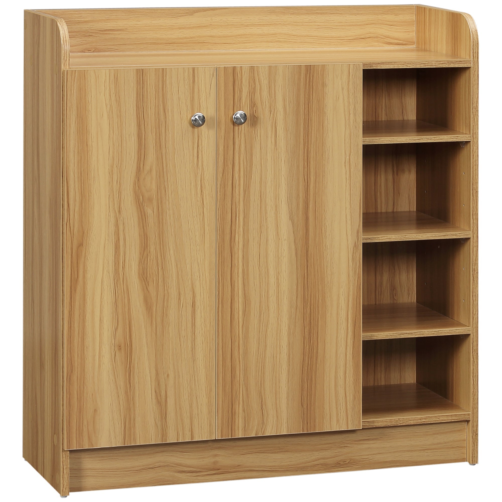 Easycomfort Armadio Scarpiera Salvaspazio e Moderno in Legno per 12 Paia with 4 Ripiani Aperti, 83x30x90 cm, Marrone Chiaro