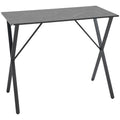 Easycomfort Bancone Bar Tavolo Alto Stile Industriale Effetto Marmo, Legno e Acciaio 120x60x102 cm, black
