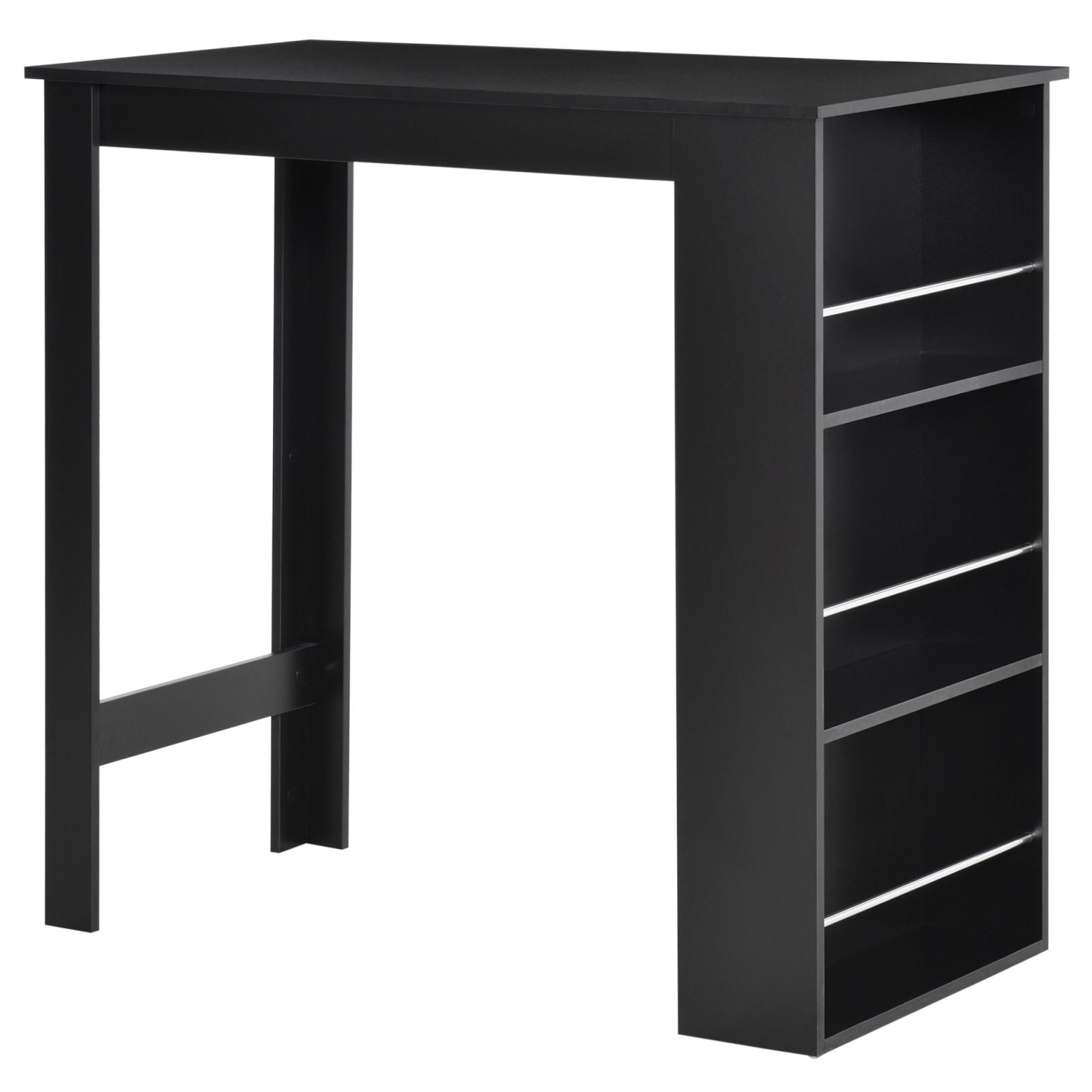 Easycomfort Bancone da Cucina Tavolo Alto with 3 Mensole in Legno, Tavolo da Bar Cucina Arredamento Moderno Casa e Bar, 112x57x106cm, black