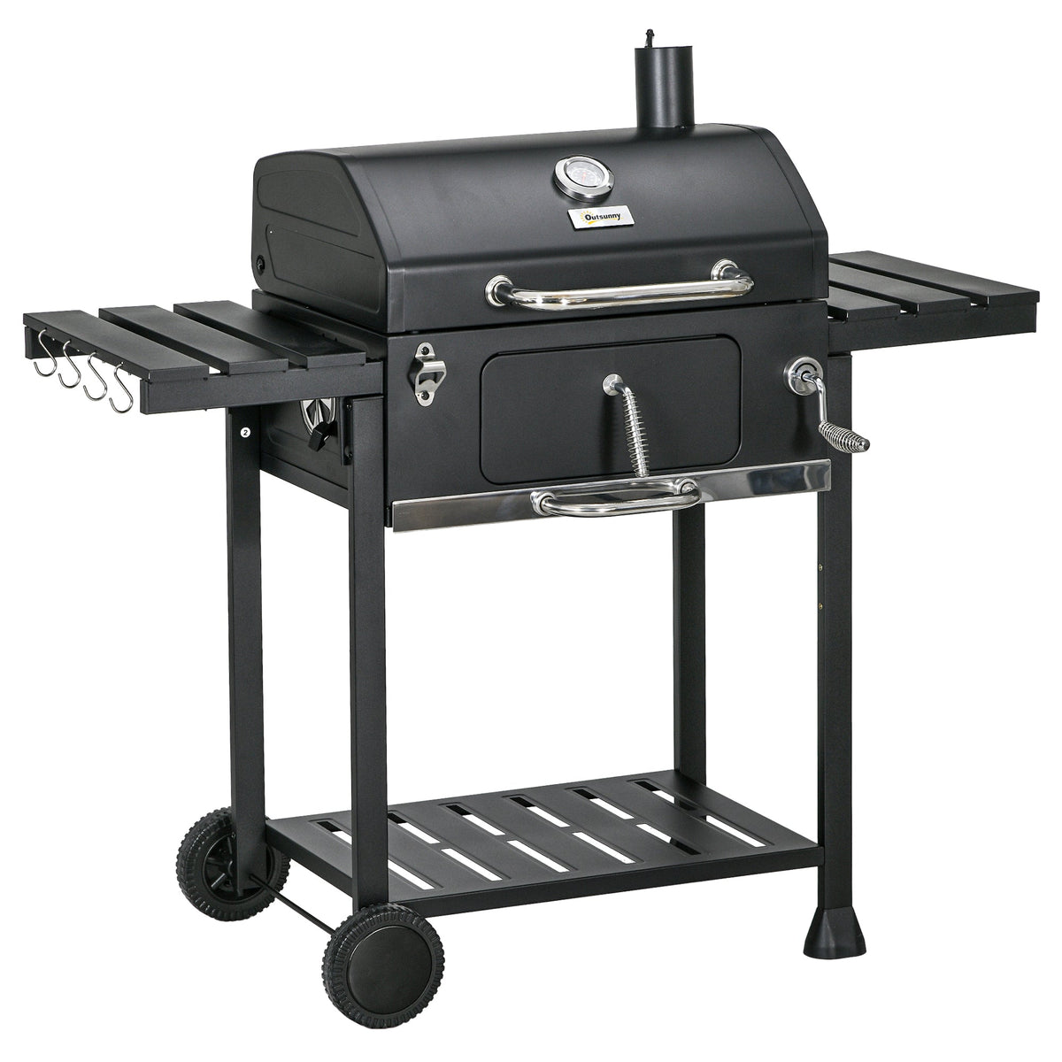EasyComfort Houtskoolbarbecue met deksel en thermometer