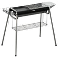 Easycomfort Barbecue a Carbonella with Griglia e Piastra di Cottura, Cestino e Ripiani, 96x61x72cm, black