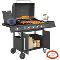 EasyComfort Barbecue a Gas with Fornello Laterale, Tavolino e Armadietto, in Acciaio e PP, 129.5x56x110 cm, black