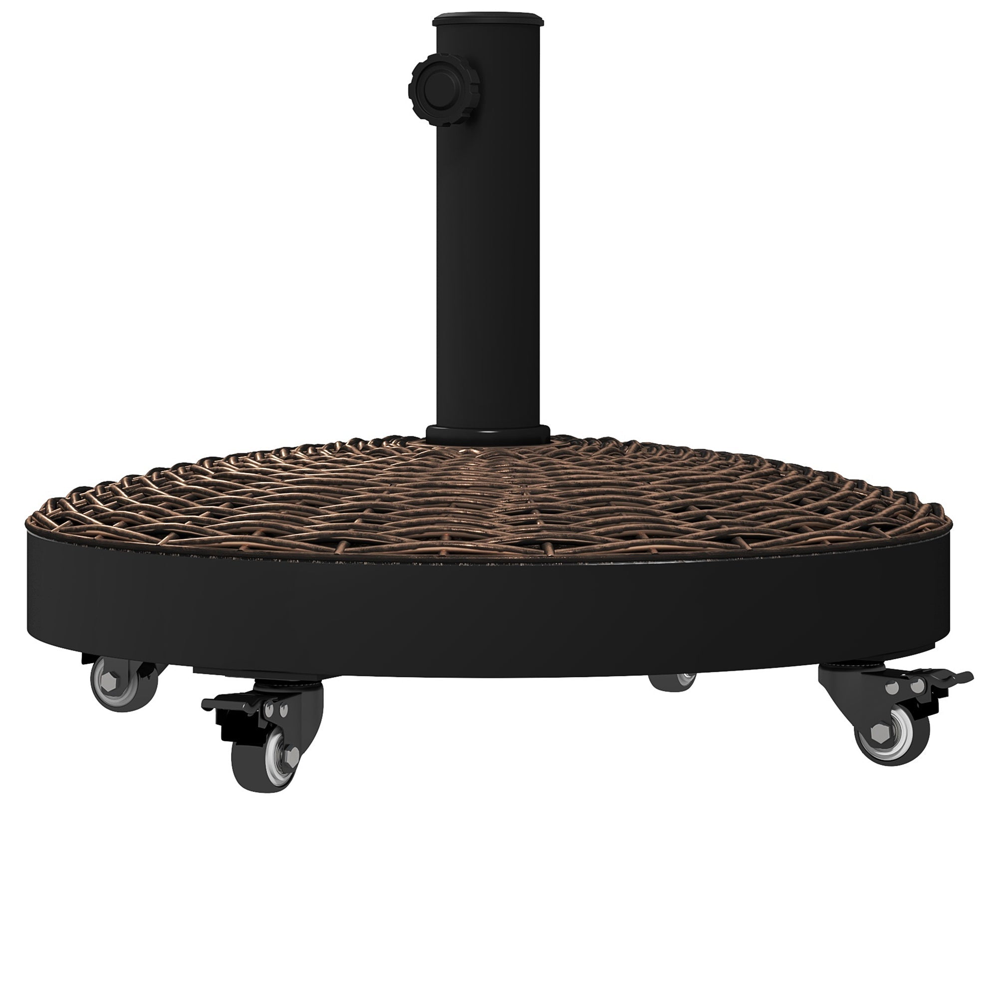 EasyComfort Base per Ombrellone da Giardino Rotonda a 4 Ruote with Freni, in Acciaio e Resina, Ø52x41 cm, Bronzo e black