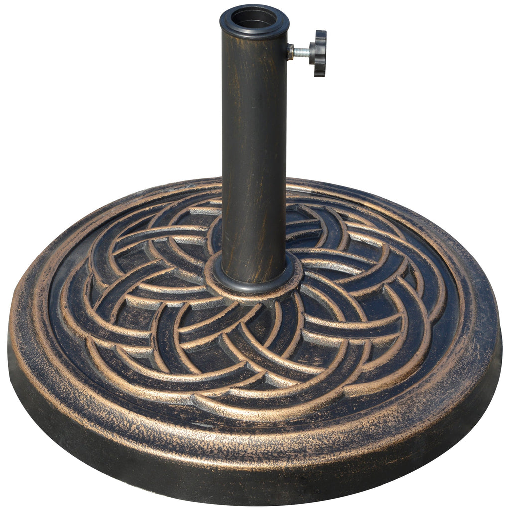 Easycomfort Base per Ombrellone Rotonda da 12kg in Resina with Decorazione, per Pali da 38mm e 48mm, Φ45x33cm, Bronzo