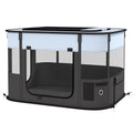 EasyComfort Box per Animali con 7 Finestre, 3 Porte e 2 Borse Portaoggetti, in Poliestere e Acciaio, 84x64x53 cm